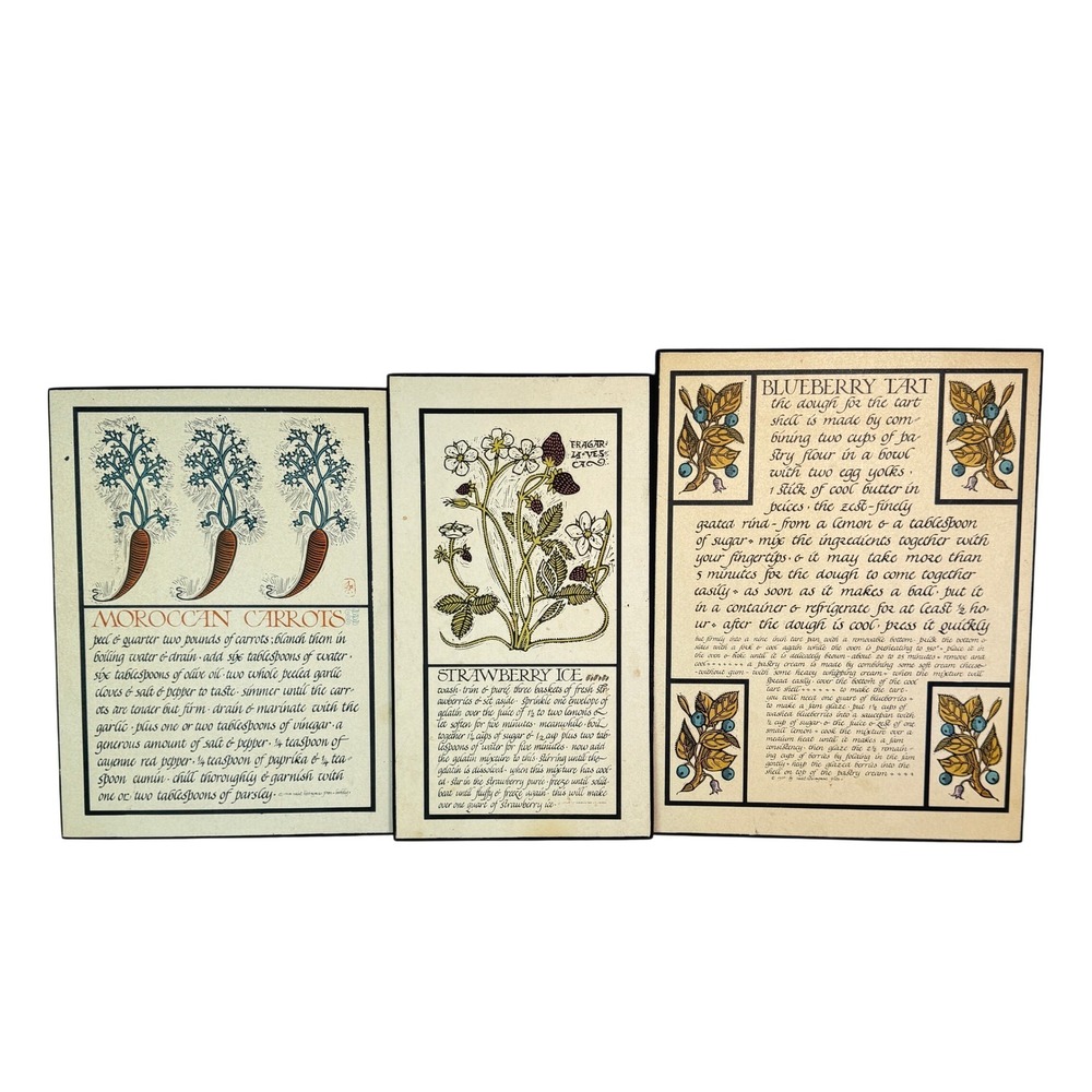 Vintage Saint Hieronymus Press Recipe Wall Plaques Set of 3 Kitschy Decor Art